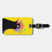 Zwarte Hen met Bloemen Bagagelabel (Voorkant horizontaal)