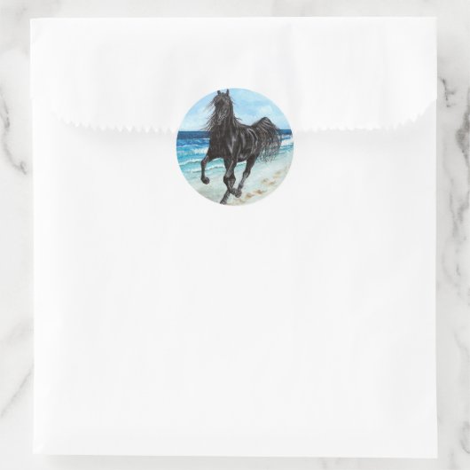 Zwarte hengst Arabische paard sticker (Tas)