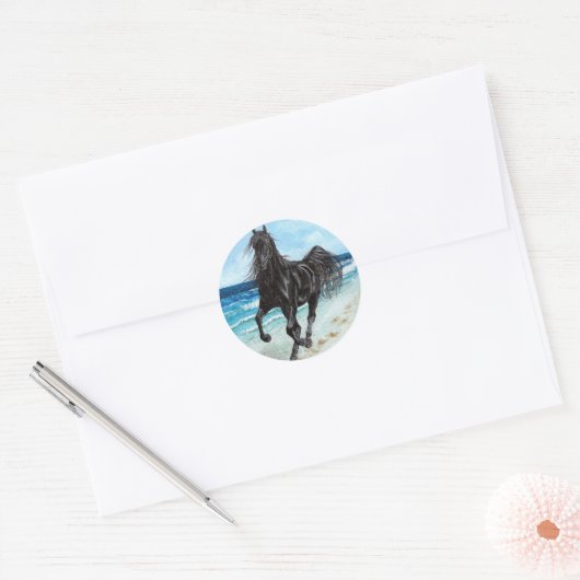Zwarte hengst Arabische paard sticker (Envelop)