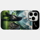 Zwarte hengst in de Alpen Case-Mate iPhone Case (Achterkant (horizontaal))