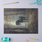 Zwarte hengst in de Bossen Decoupage Tissuepapier (Craft)