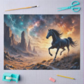 Zwarte hengst in de woestijn - sterren bliksem tissuepapier (Craft)