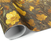 Zwarte hengst met gele wilde bloemen Decoupage Cadeaupapier (Rol Hoek)