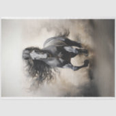 Zwarte hengst Paard Running Decoupage Tissuepapier (Voorkant)