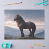 Zwarte Hengst Wild Horse Mountain Top Decoupage Tissuepapier (Craft)