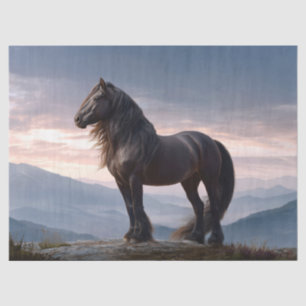 Zwarte Hengst Wild Horse Mountain Top Decoupage Tissuepapier
