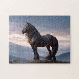 Zwarte hengst Wild Horse Mountain Top Legpuzzel