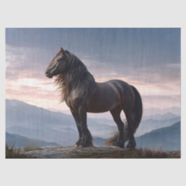 Zwarte hengst Wilde paard Bergtop Decoupage Tissuepapier