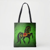 Zwarte hengst/zwarte schoonheid, paardengroen tote bag (Voorkant)