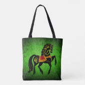 Zwarte hengst/zwarte schoonheid, paardengroen tote bag (Achterkant)