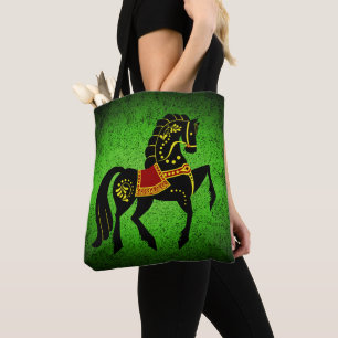 Zwarte hengst/zwarte schoonheid, paardengroen tote bag