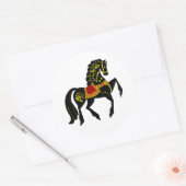 zwarte hengst/zwarte schoonheid van de Friesian Fo Ronde Sticker (Envelop)