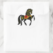 zwarte hengst/zwarte schoonheid van de Friesian Fo Ronde Sticker (Tas)