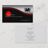 Zwarte Heraldische draak, rode vlek, metallisch ef Visitekaartje (Voorkant / Achterkant)