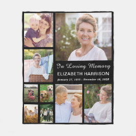 Zwarte Herdenkingscollage 'Ter liefdevolle herinne Fleece Deken