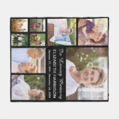 Zwarte Herdenkingscollage 'Ter liefdevolle herinne Fleece Deken (Voorkant (Horizontaal))