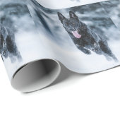 Zwarte herder in het Hoesje van de sneeuwdekooter Cadeaupapier (Rol Hoek)