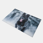 Zwarte herder in het Hoesje van de sneeuwdekooter Deurmat (Schuin)