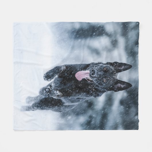 Zwarte herder in het Hoesje van de sneeuwdekooter Fleece Deken (Voorkant (Horizontaal))