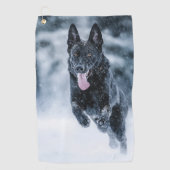 Zwarte herder in het Hoesje van de sneeuwdekooter Golfhanddoek (Voorkant)