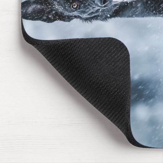 Zwarte herder in het Hoesje van de sneeuwdekooter Muismat (Hoek)