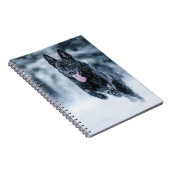 Zwarte herder in het Hoesje van de sneeuwdekooter Notitieboek (Rechterzijde)