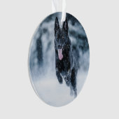 Zwarte herder in het Hoesje van de sneeuwdekooter Ornament (voorkant)