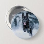 Zwarte herder in het Hoesje van de sneeuwdekooter Ronde Button 7,6 Cm (Voorkant /achterkant)