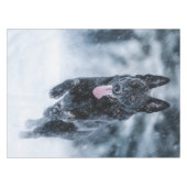 Zwarte herder in het Hoesje van de sneeuwdekooter Tafelkleed (Voorkant (Horizontaal))