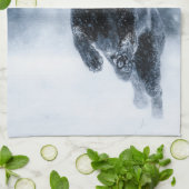 Zwarte herder in het Hoesje van de sneeuwdekooter Theedoek (Gevouwen)