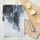 Zwarte herder in het Hoesje van de sneeuwdekooter Theedoek (Quarter Fold)