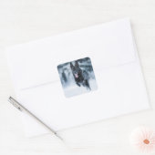 Zwarte herder in het Hoesje van de sneeuwdekooter Vierkante Sticker (Envelop)