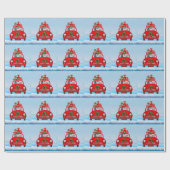 zwarte herderhond in auto met kerstman cadeaupapier (Vlak)