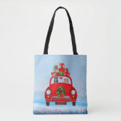 zwarte herderhond in auto met kerstman tote bag (Voorkant)