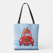 zwarte herderhond in auto met kerstman tote bag (Achterkant)