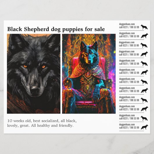 Zwarte herdershond flyer (Voorkant)