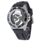 Zwarte Heren Portret Horloge (Gekanteld)