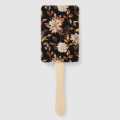 Zwarte Herfst Bloem Menu Set Waaierbladen Handwaaier (Achterkant)