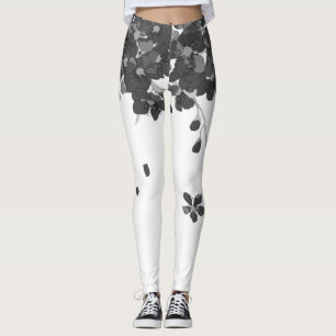 zwarte herfst bloem sakura leggings