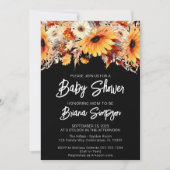 Zwarte Herfst Bloemen Baby shower Kaart (Voorkant)