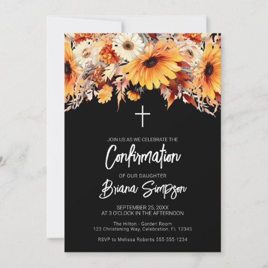Zwarte Herfst bloemenbevestiging Kaart (Voorkant)