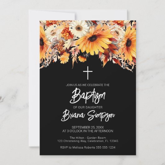 Zwarte Herfst Bloemendoop Kaart (Voorkant)