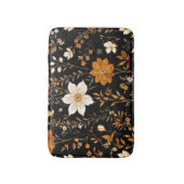 Zwarte Herfst Boho  Gouden Bloemenpatroon Badmat (Voorkant Verticaal)
