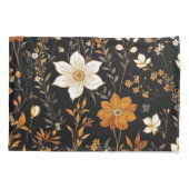 Zwarte Herfst Boho  Gouden Bloemenpatroon Kussensloop (Achterkant)