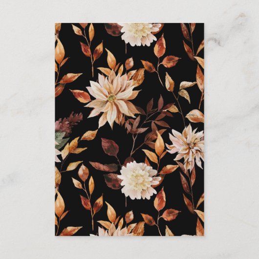Zwarte Herfst Bruiloft Informatiekaartje (Achterkant)