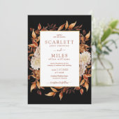 Zwarte herfst bruiloft uitnodiging (Staand voorkant)