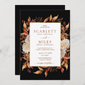 Zwarte herfst bruiloft uitnodiging (Voorkant / Achterkant)