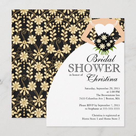 Zwarte Herfst Floral Beauful Bride Vrijgezellenfee Kaart (Voorkant / Achterkant)