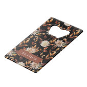 Zwarte Herfst Floral Creditkaart Flessenopener (Voorkant Gekanteld)