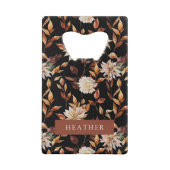 Zwarte Herfst Floral Creditkaart Flessenopener (Achterkant)
